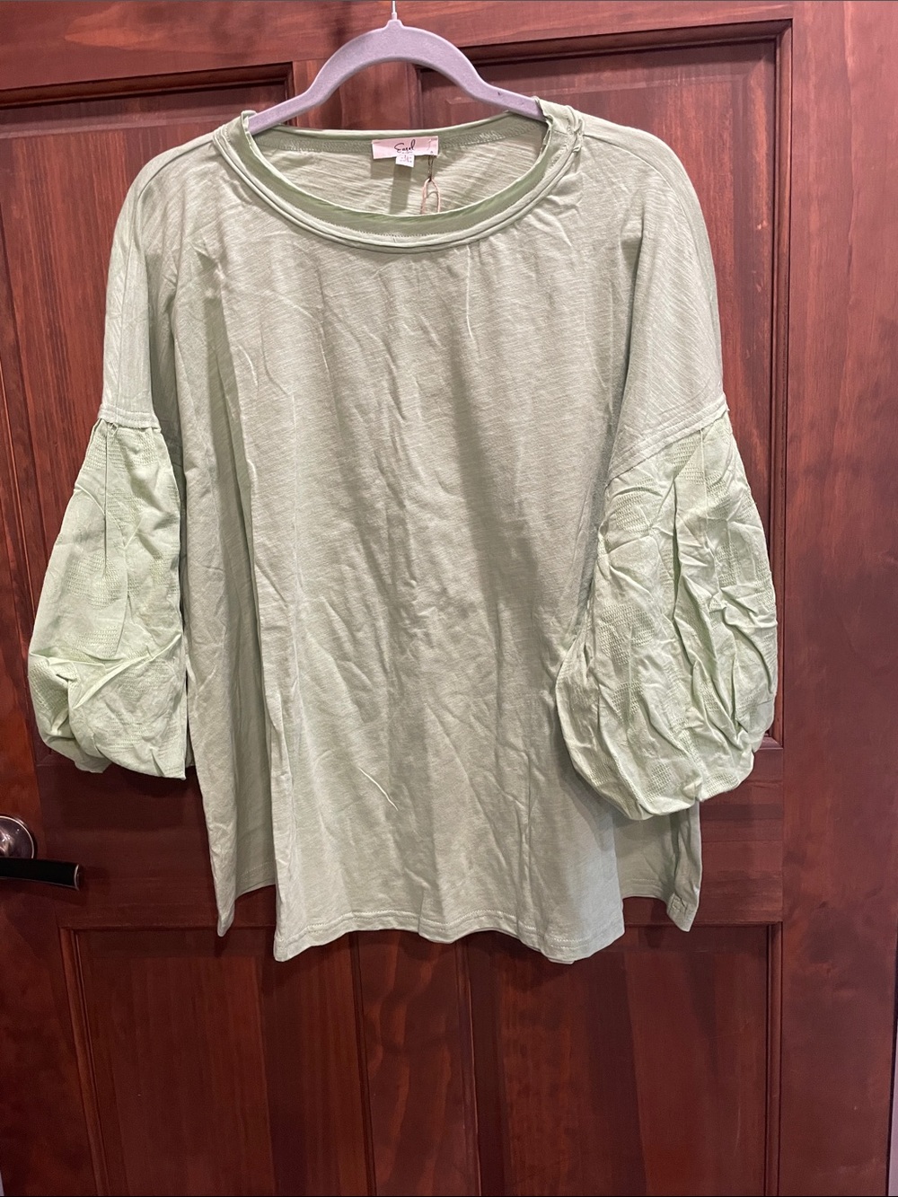 easel Light Mint Green Puff-Sleeve Top
